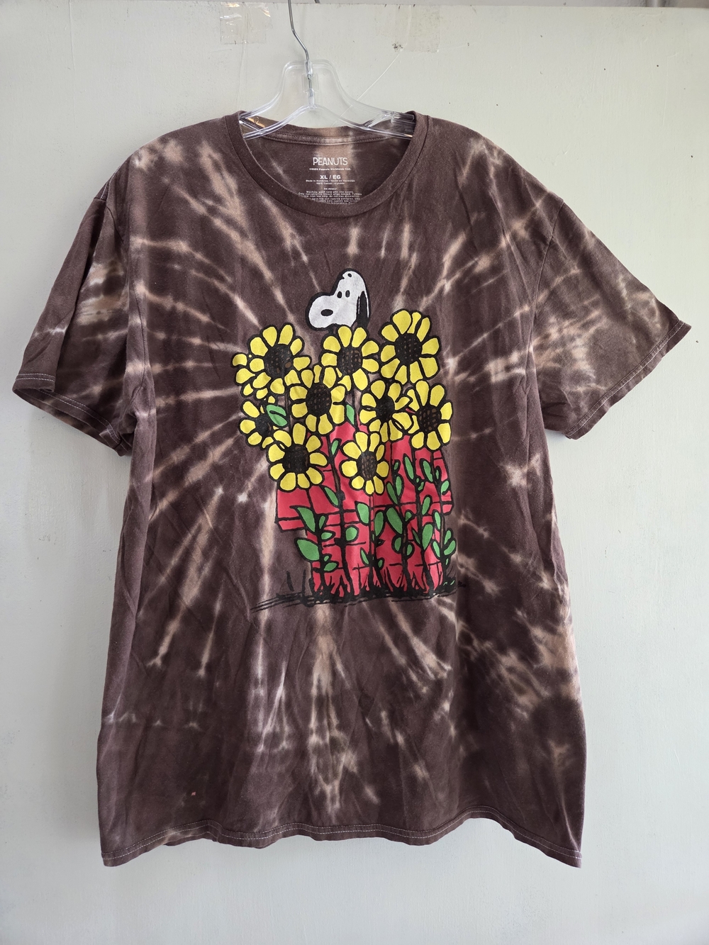 Peanuts Snoopy Sunflower Tie-Dye Tee - Brown, Yellow & Green
